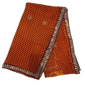 Traditional Uttarakhandi Pichhoda | Handcrafted Yellow-Orange Dupatta for Kumauni & Garhwali Women